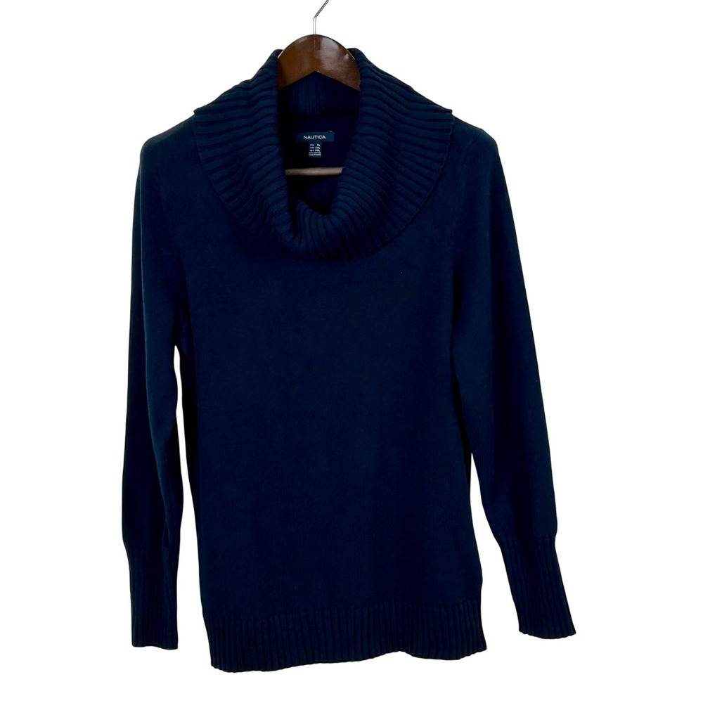 Nautica Womens100% Cotton Navy‎ Cowl Neck Sweater XL Breathable Casual Comfort